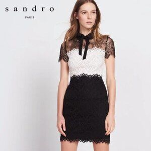 Sandro Paris Rozen Two-Tone Lace Dress